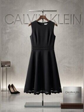 Calvin Klein Illusion Eyelet Trim Fit-and-Flare Dress